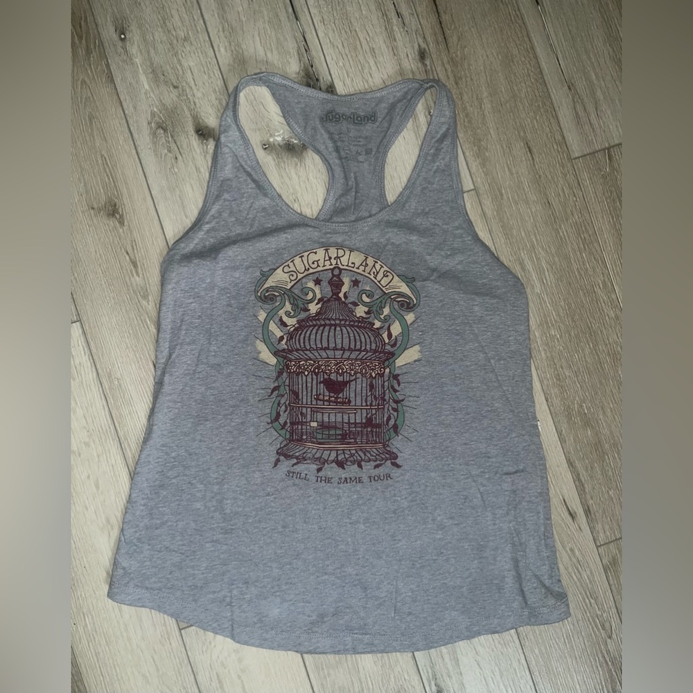 Sugarland Concert Gray Graphic Racerback Tank Top